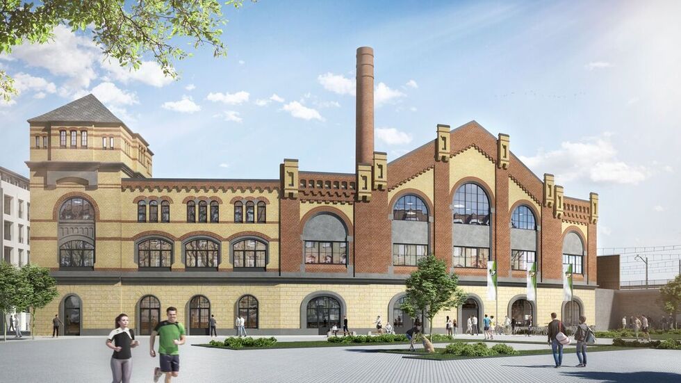 So soll der alte Lokschuppen auf dem Gelände künftig aussehen.