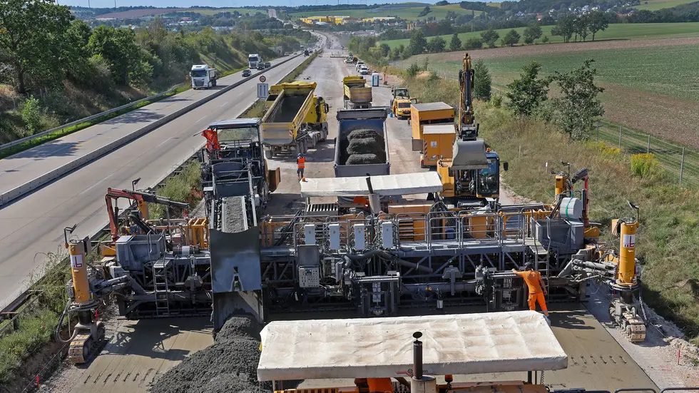 Baustelle auf der A 4 bei Glauchau
