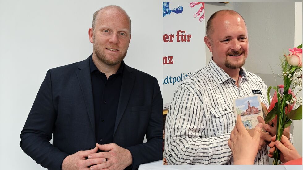Die beiden OB-Kandidaten Michael Preuß (li.) und Stefan Seibt (re.)