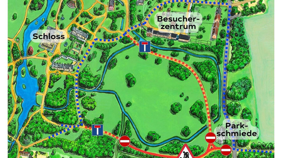 Gesperrte Wege und Ausweichroute