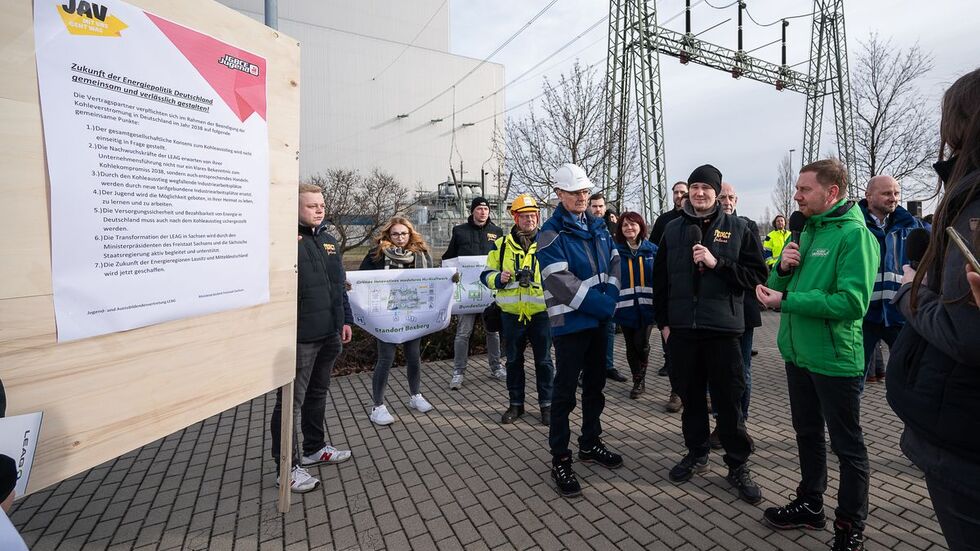 Ministerpräsident Michael Kretschmer heute in Boxberg