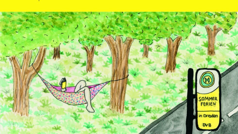 Das Ferienpass-Titelbild namens „Abhängen im Großen Garten“ gestaltete die 14-jährige Jocelyne Dorow im Rahmen eines Kurses an der Jugendkunstschule „JKS Dresden“.  