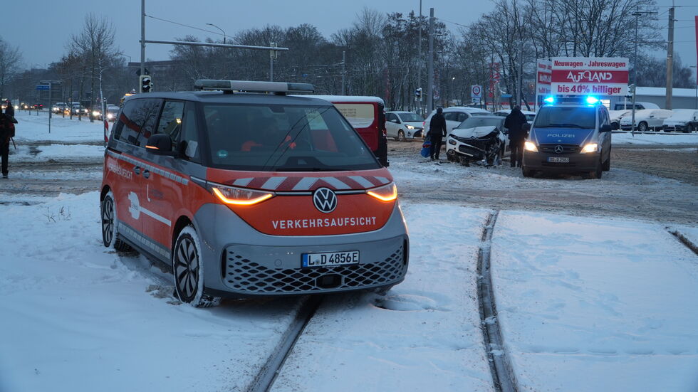 Eine der Unfallstellen auf der Kiewer Straße, Ecke Lützner Straße.
