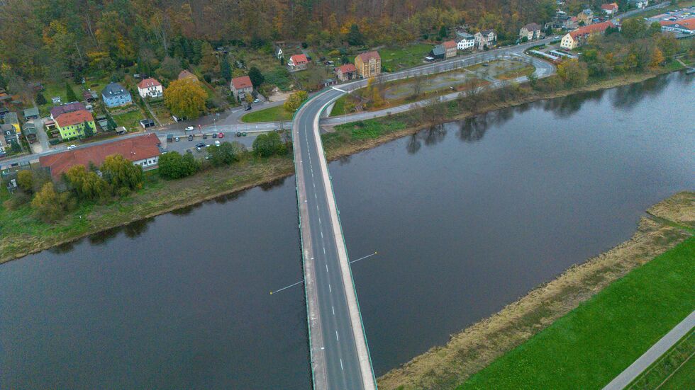 Die Elbbrücke Bad Schandau von oben