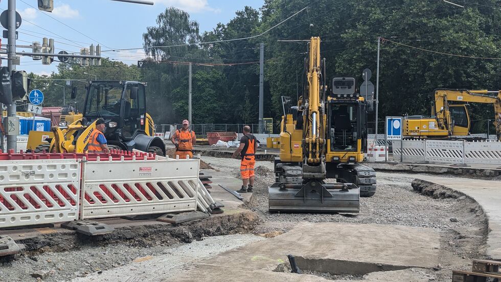 Die Baustelle auf der Zeppelinbrücke am Mittwoch, den ersten August 2024. Die Baustelle auf der Zeppelinbrücke am Mittwoch, den ersten August 2024.