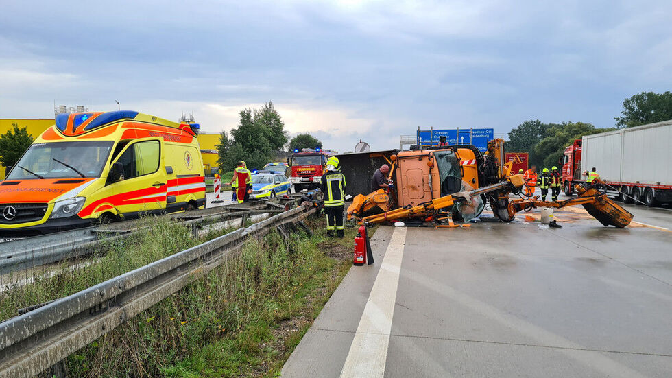 Die Autobahn Richtung Chemnitz war kurzzeitig voll gesperrt.