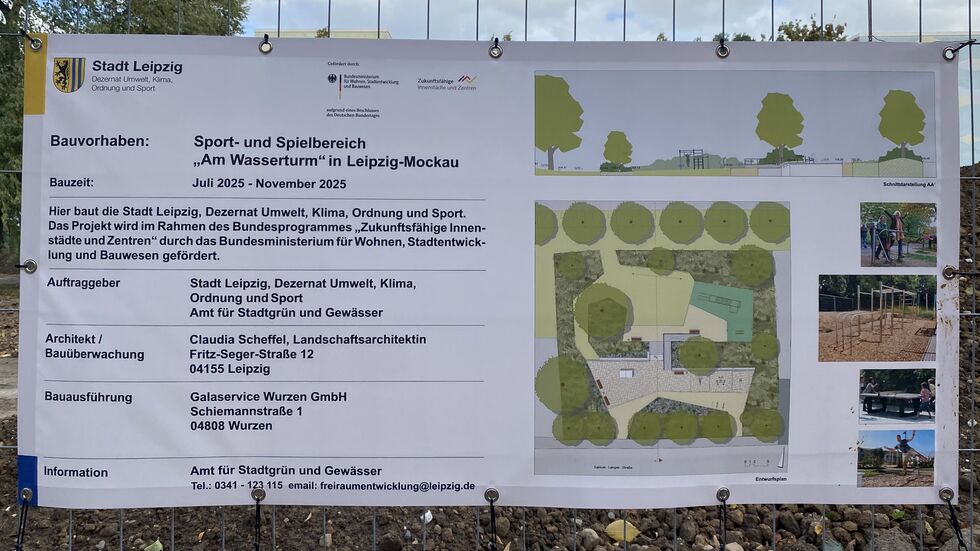 Am Bauzaun ist das Projekt skizziert.
