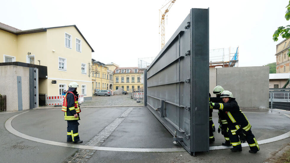 Archivbild: Das ist die Hochwasserschutzanlage in Grimma.