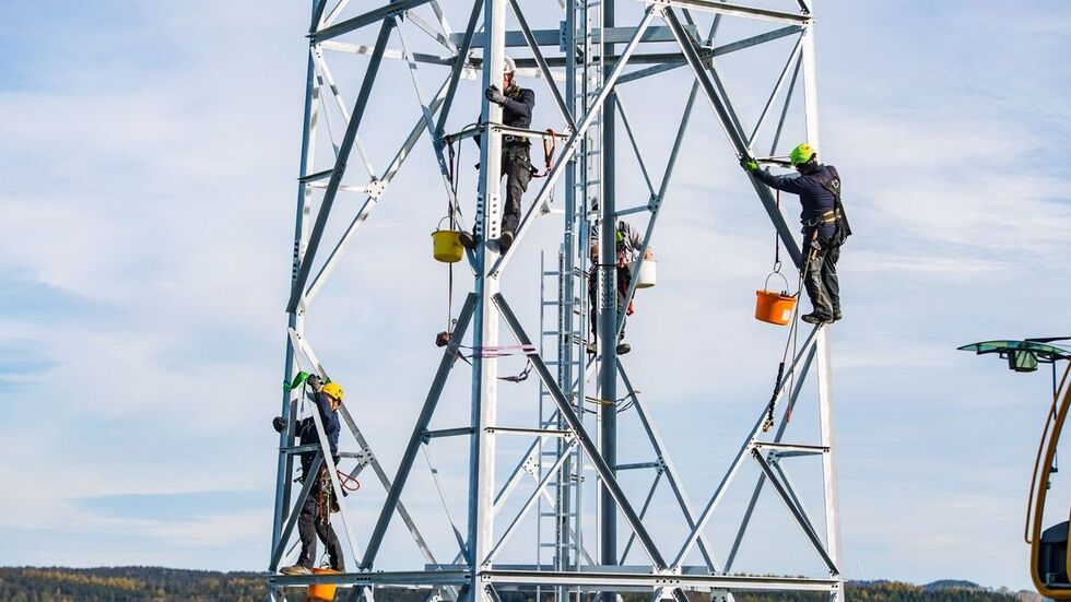 Am Mast in Wildbach laufen die Arbeiten.