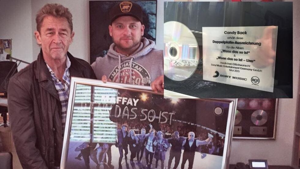 Candy Back mit Peter Maffay. 2015 bekam der Erzgebirger für seine Mitarbeit an Maffays Studio-Livealbum Doppelplatin. Candy Back mit Peter Maffay. 2015 bekam der Erzgebirger für seine Mitarbeit an Maffays Studio-Livealbum Doppelplatin.