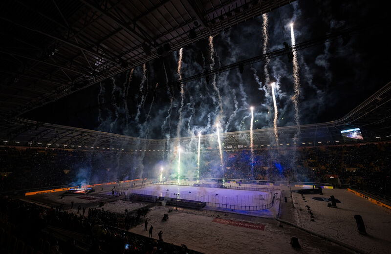 Ein Feuerwerkrundete das Wintergame ab 