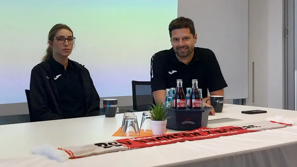 Rita Lakatos und Norman Rentsch bei der Pressekonferenz unter der Woche. Rita Lakatos und Norman Rentsch bei der Pressekonferenz unter der Woche.