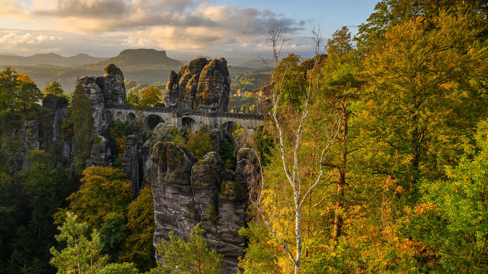 Die Basteibrücke in der Sächsischen Schweiz.