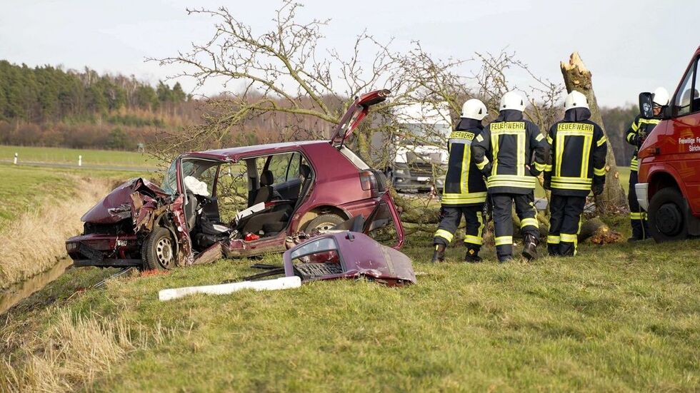 Die Feuerwehr am Einsatzort.