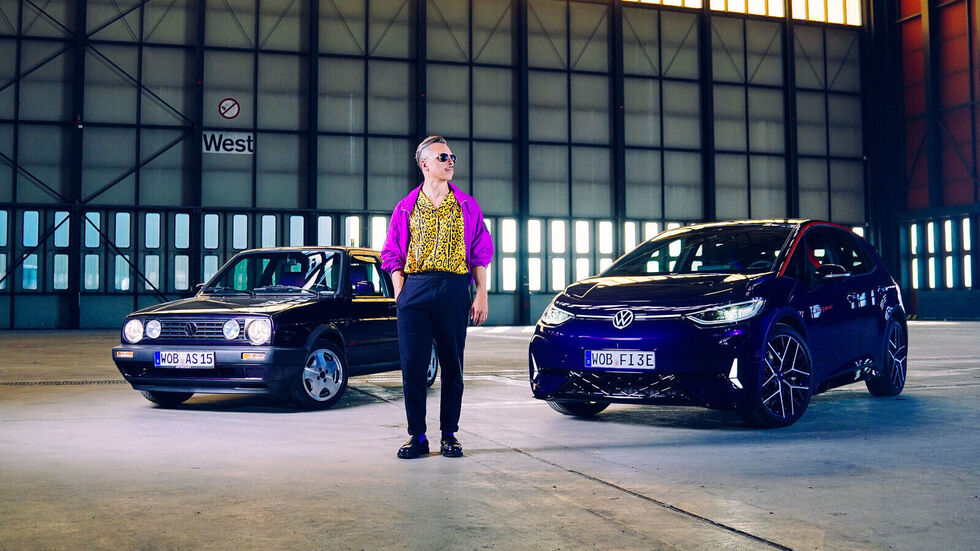 Stilsicher: Star DJ Purple Disco Machine liefert nicht nur die Inspiration, sondern auch den Soundtrack zum Sondermodell ID.3 GTX FIRE+ICE.