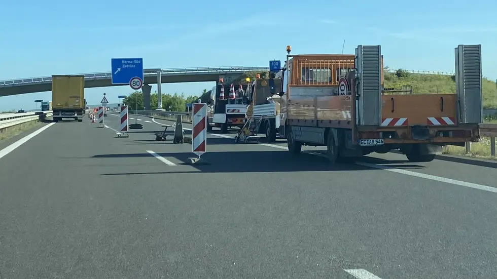 Die halbseitige Sperrung auf der A72 südlich von Leipzig wurde am Mittwoch und Donnerstag eingerichtet.