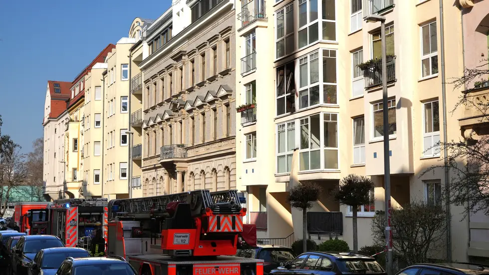 Hier an der Kreuzstraße in Leipzig hat es gebrannt.
