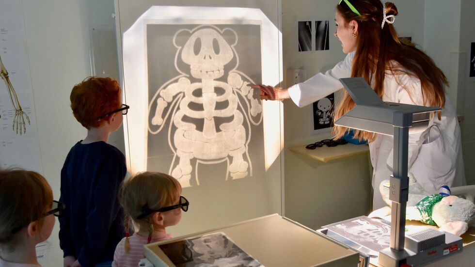 Auch eine Röntgenaufnahme eines Teddys wurde den Kindern gezeigt, um den Kindern die Technik zur erklären.