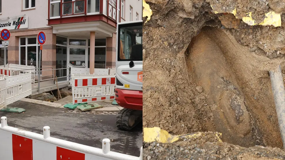 Bei Bauarbeiten wurde an der Kreuzung Charlottenstrasse/Reinecker Straße in Chemnitz ein bombenähnlicher Gegenstand gefunden.