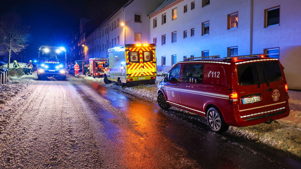 Feuerwehreinsatz in der Lindenstraße in Aue.