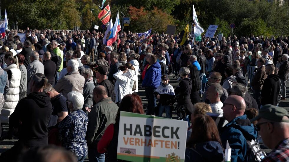 Demonstranten in Plauen