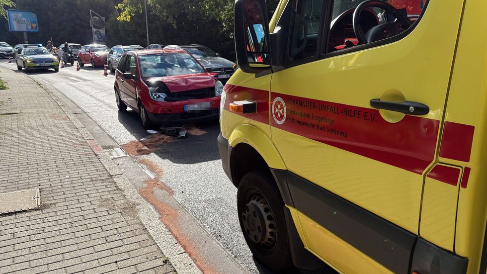 Der Rettungsdienst brachte einen Fahrer ins Krankenhaus. Der Rettungsdienst brachte einen Fahrer ins Krankenhaus.