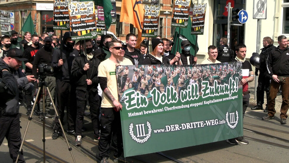 Der Demonstrationszug des "Dritten Wegs".