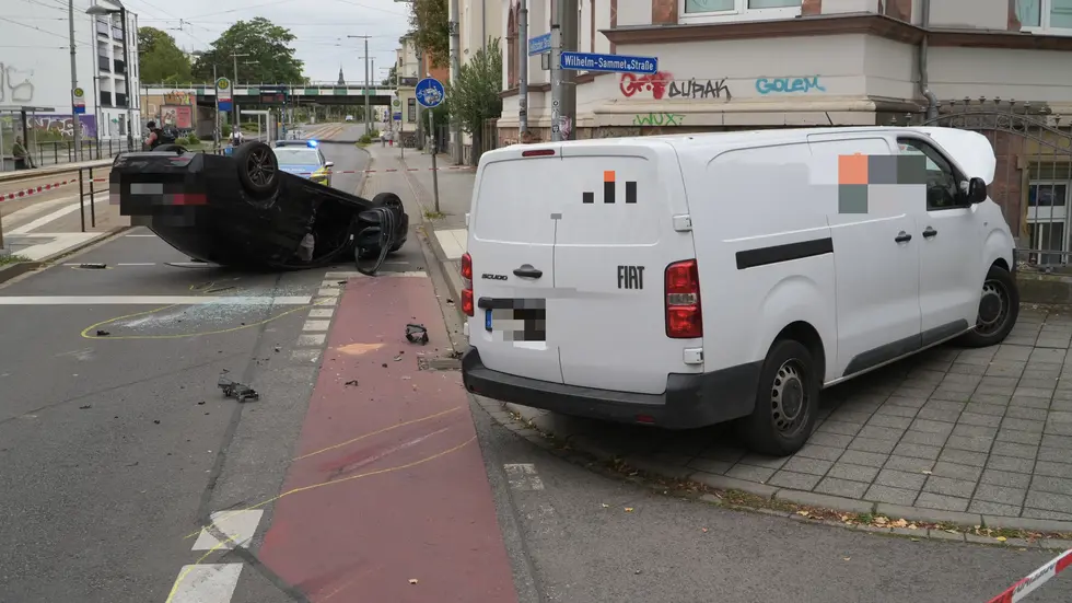 Die Unfallstelle auf der Delitzscher Straße in Leipzig-Gohlis.