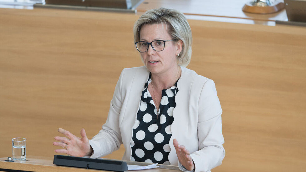Barbara Klepsch am Rednerpult des Landtags (Archivfoto)