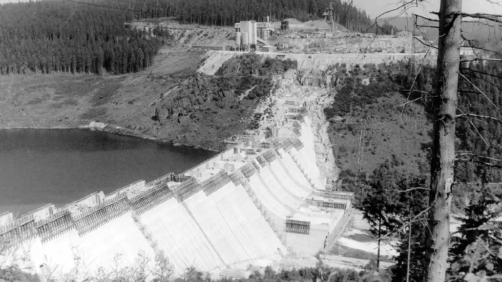 Probestau an der Talsperre Eibenstock 1981 Probestau an der Talsperre Eibenstock 1981