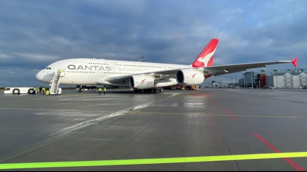 So sieht es aus, wenn einer der XXL-Maschinen A380 am Dresdner Flughafen gelandet ist. (Archivbild von 2023) So sieht es aus, wenn einer der XXL-Maschinen A380 am Dresdner Flughafen gelandet ist. (Archivbild von 2023)